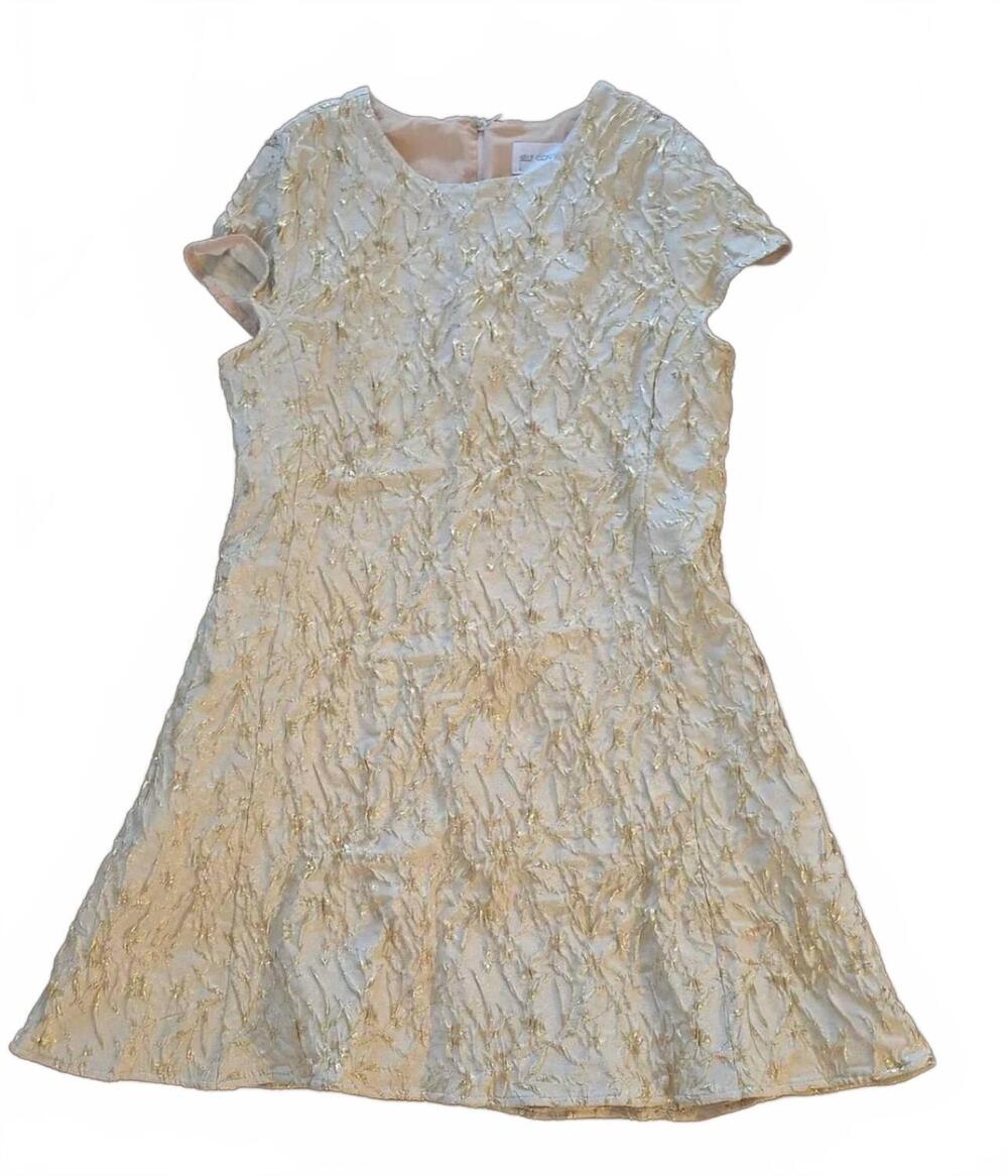 NEW SELF CONTRAST women's embellished short sleeve dress in cream & gold